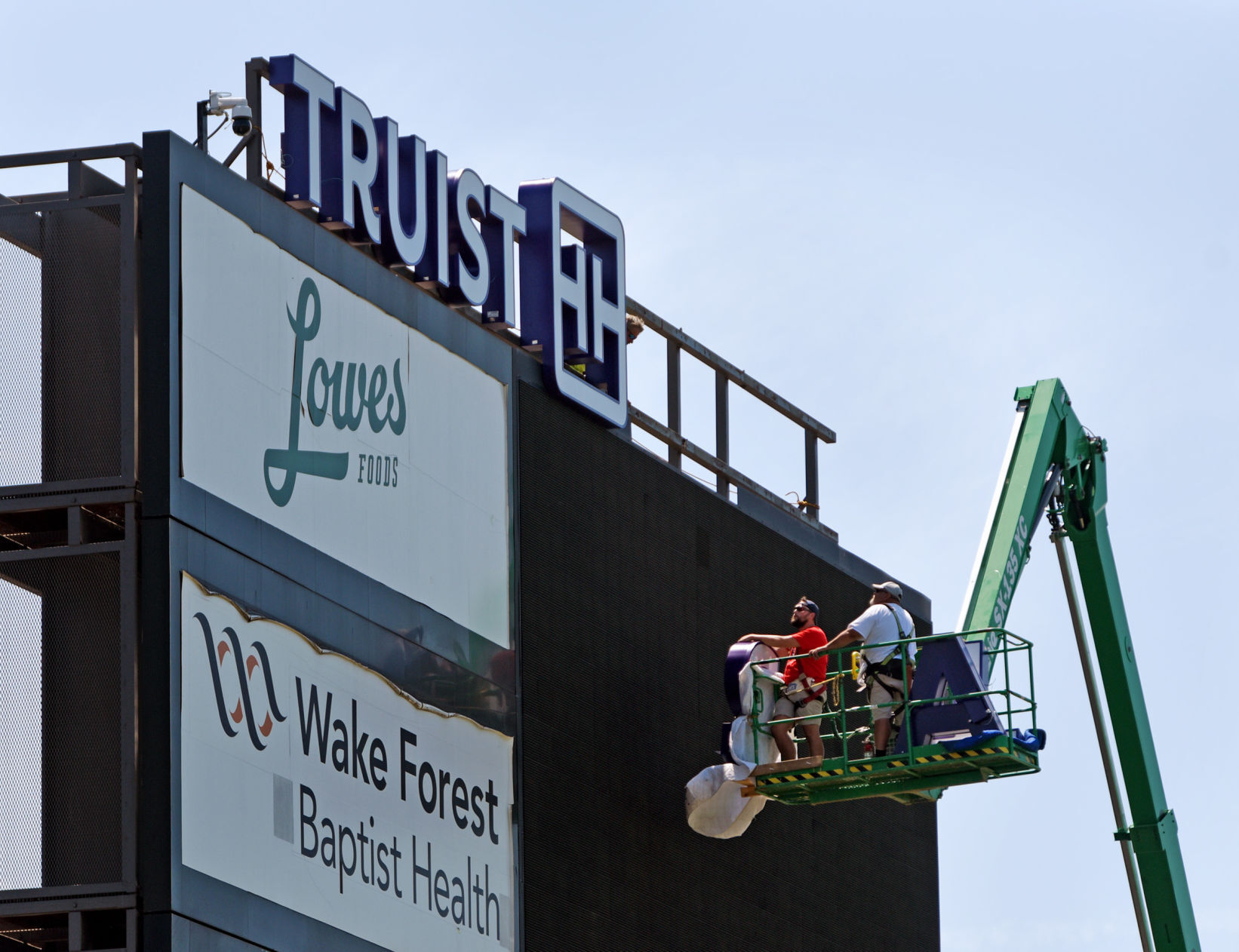 Truist Stadium sign installation